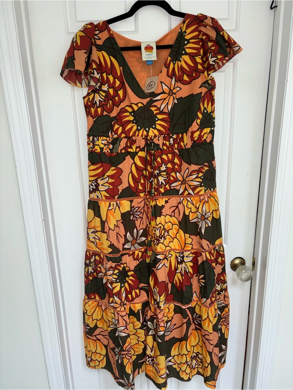 NWT retail $235 size S #Anthropologie,#Farmrio Colorful Sunflower Midi dress